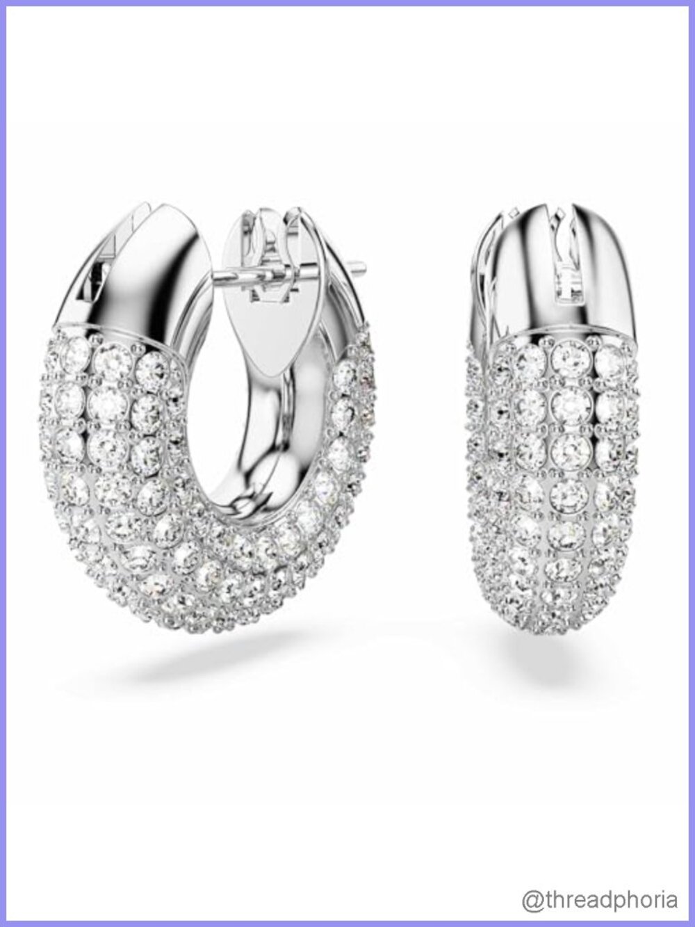 Crystal Pavé Hoop Earrings Rhodium Finish Sparkling Jewelry